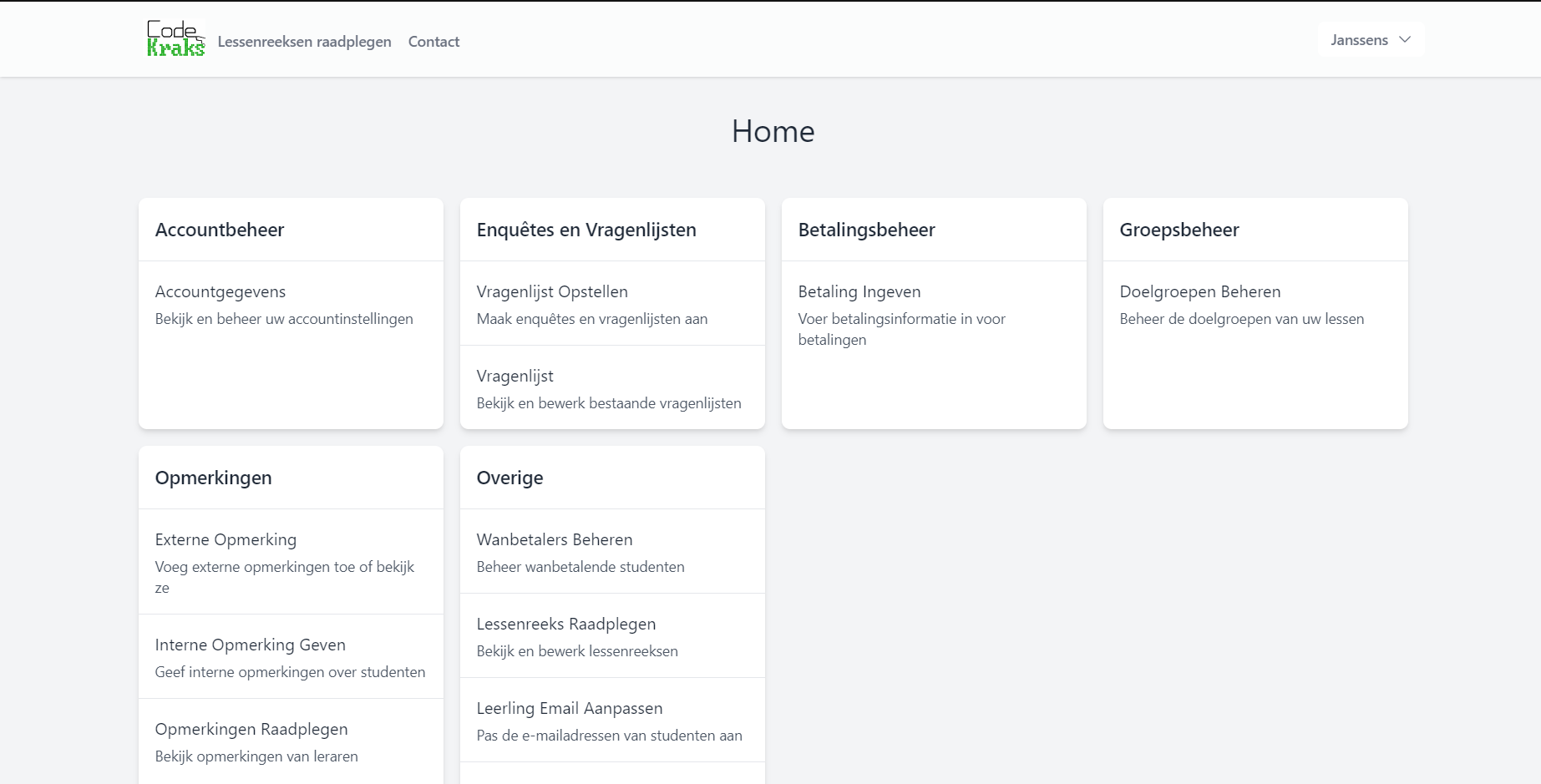 Screenshot van de CodeKrakz webapplicatie